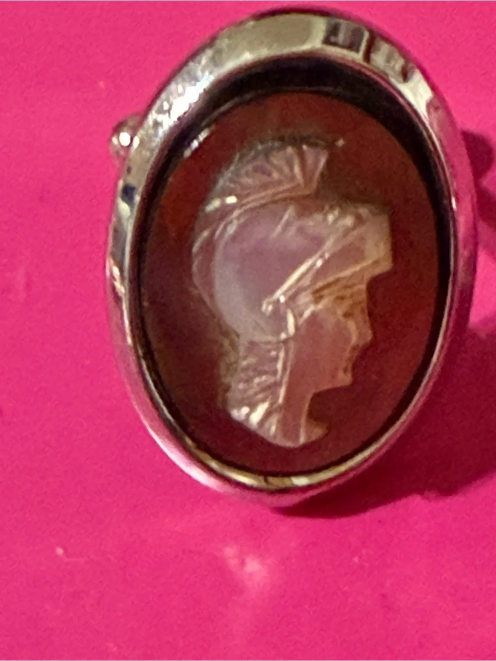 SWANK Signed  Silver-Tone Iridescent Cameo Cuff Links Vintage 70s